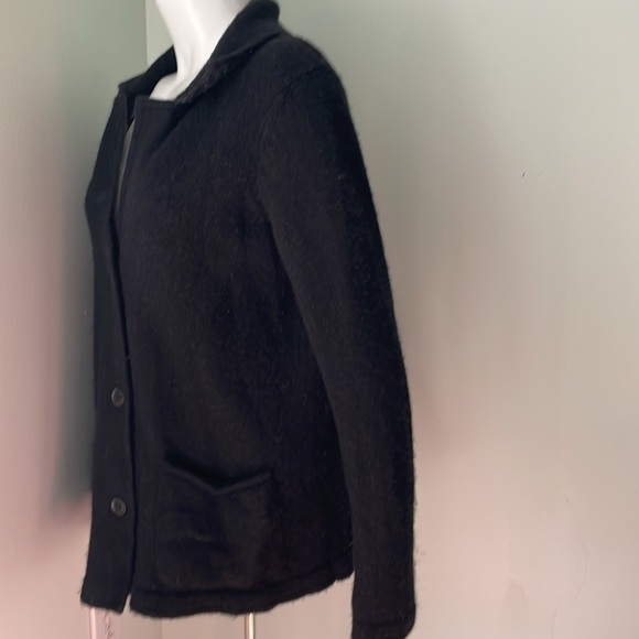 Peruvian Connection 100% Baby Alpaca Black Notch Collar Cardigan Sweater Medium - Picture 4 of 9
